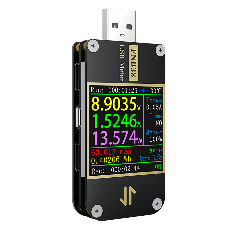 FNIRSI FNB38 USB电压电流表 容量快充协议测试仪 QC4+PD3.0 2.0PPS等快充诱骗