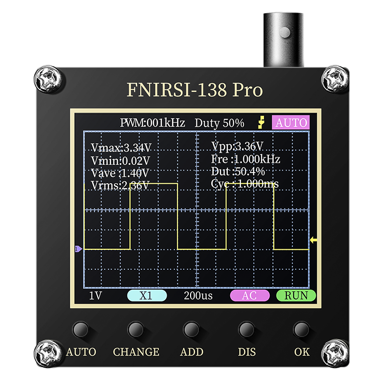 FNIRSI-138 PRO 手持式数字示波器 2.5MSa/s 200KHz 模拟带宽支持 AUTO，80Khz PWM